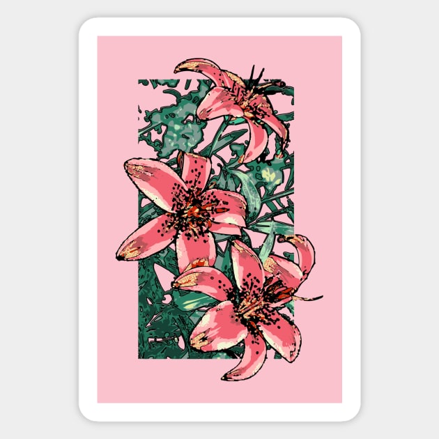 Pink Lilies Sticker by ZoeysGarage